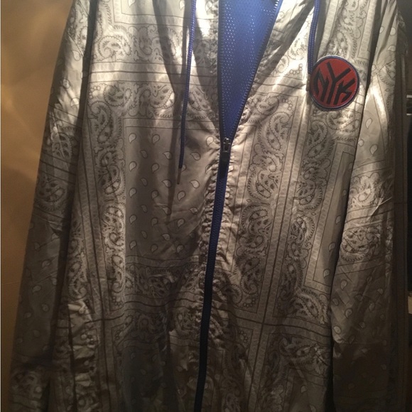 🆕 NBA TAG ZIPWAY NYK GRAY BANDANA PRINT JACKET 🆕🆕SIZE XL NEW YORK - Picture 12 of 15